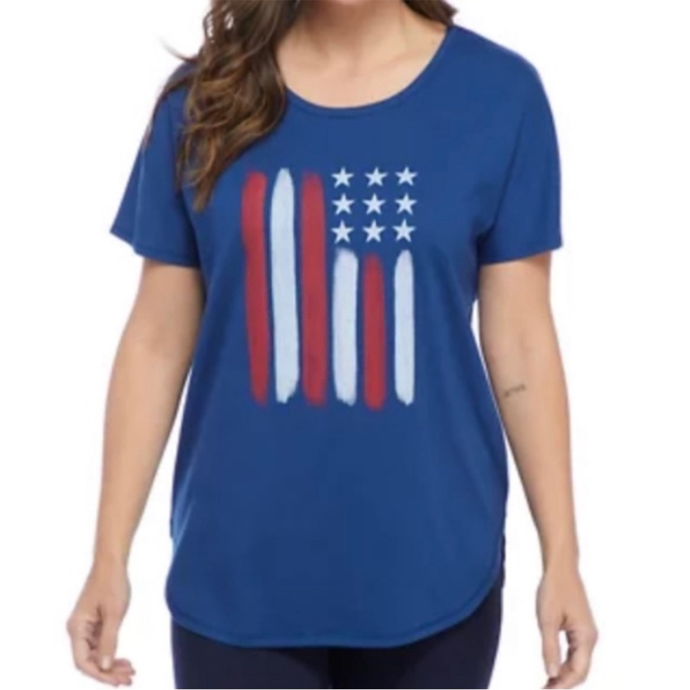 New Directions Studio  American flag graphic front shirt. Great  Memorial Day